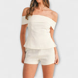 Olivia - Bijeli pamuk-lineni dvodijelni set