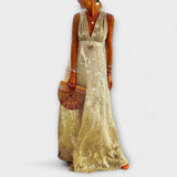 Duga haljina s V-izrezom i detaljima od šljokica