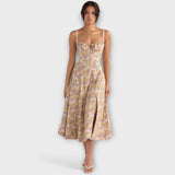 Zipporas - Taillirano Bustier haljina s modernim cvjetnim uzorkom