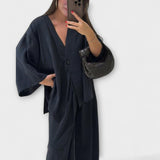 Aurora - Ležerna V-izrez majica i hlače duo