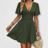 Winslet - Haljina s nabranim strukom i V-izrezom