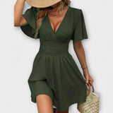 Winslet - Haljina s nabranim strukom i V-izrezom