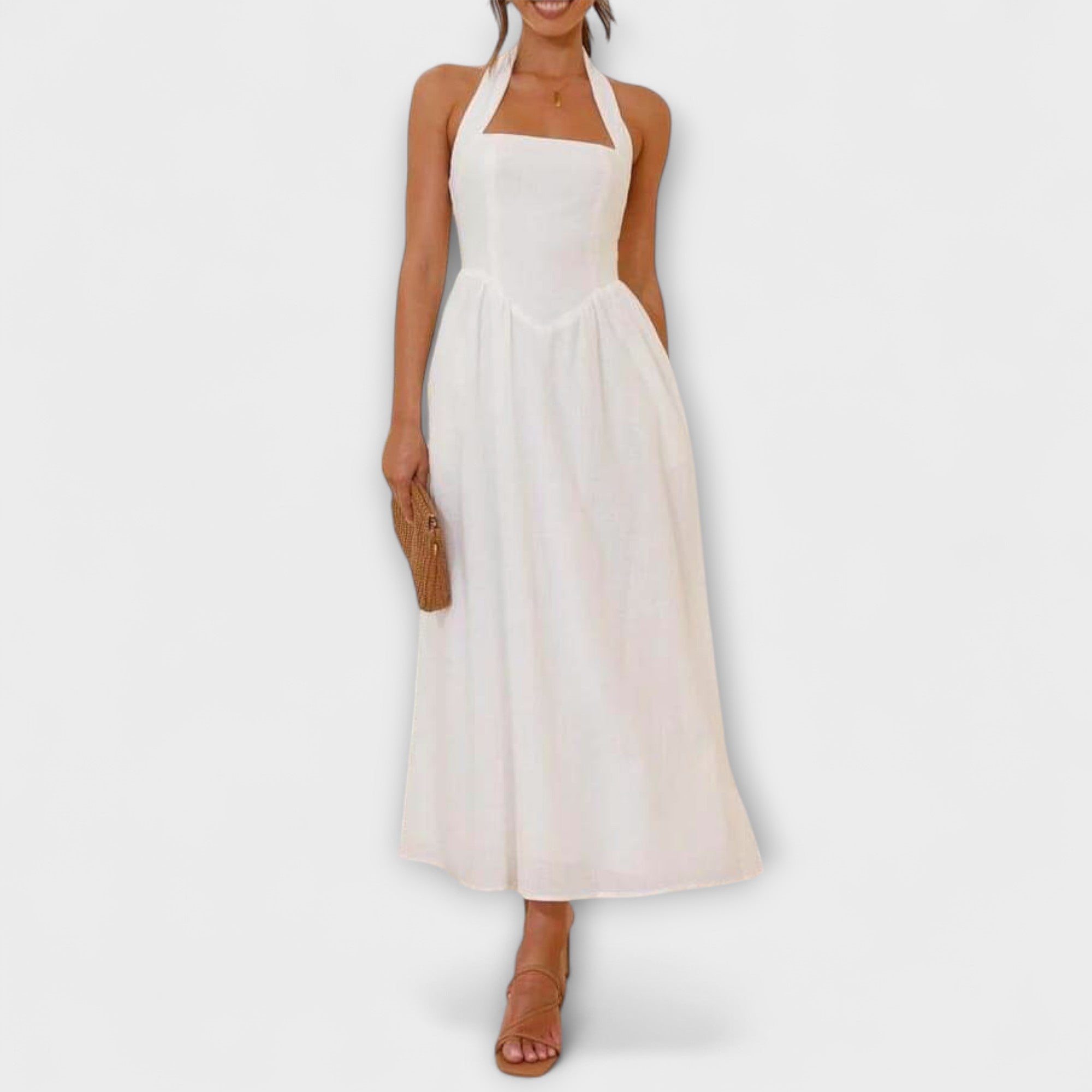 Aurora - Srednja crna haljina s detaljem u struku