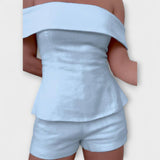 Olivia - Bijeli pamuk-lineni dvodijelni set