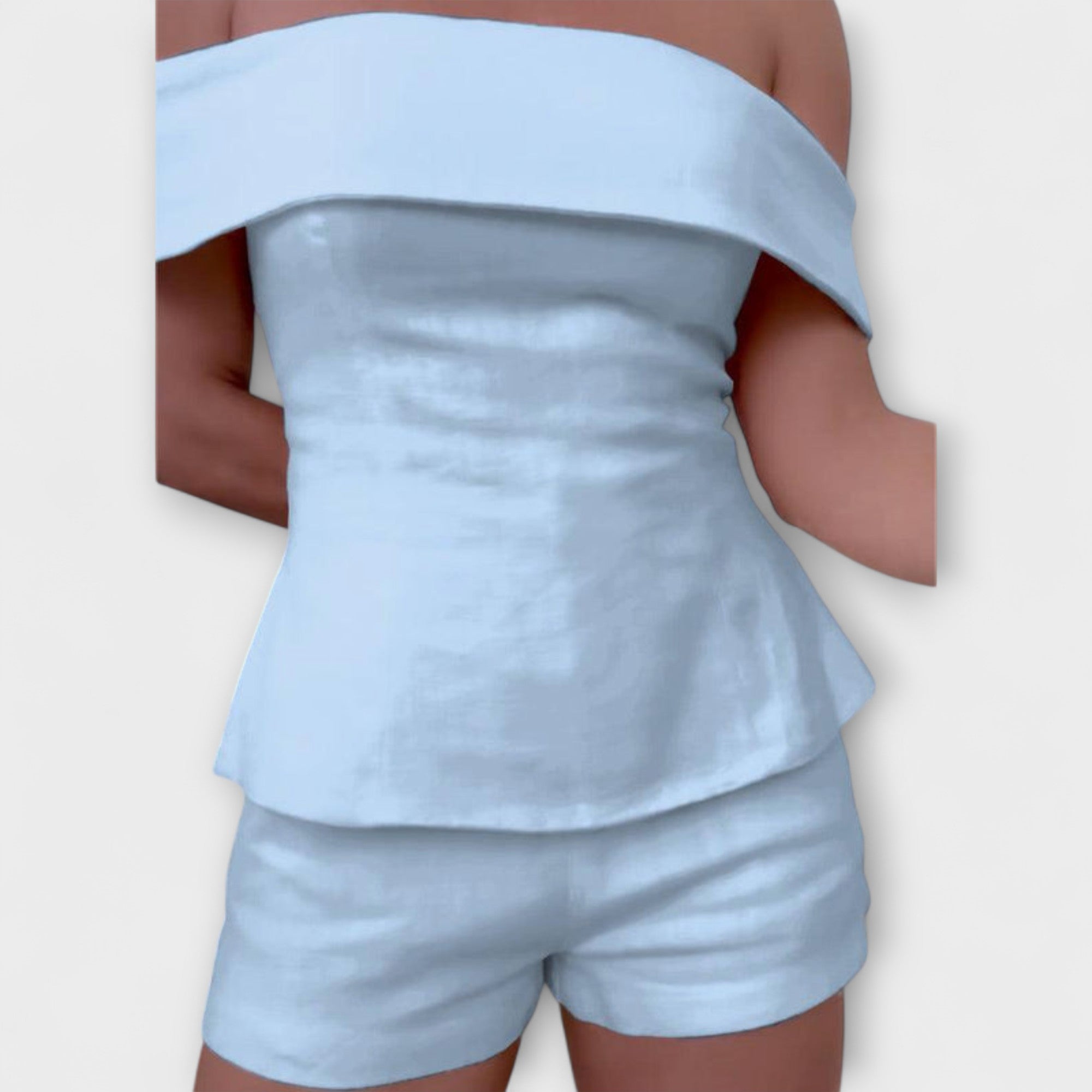 Olivia - Bijeli pamuk-lineni dvodijelni set