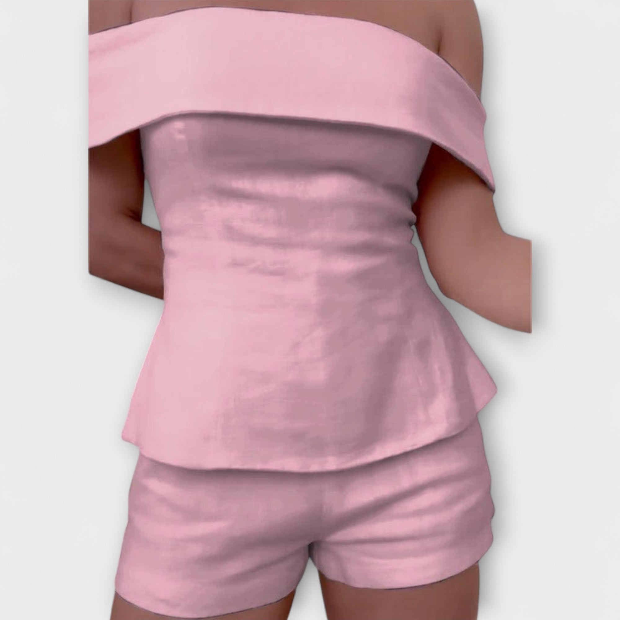 Olivia - Bijeli pamuk-lineni dvodijelni set