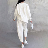 Modni, slobodno vrijeme, dugih rukava s okruglim izrezom & hlače, dvodijelni set